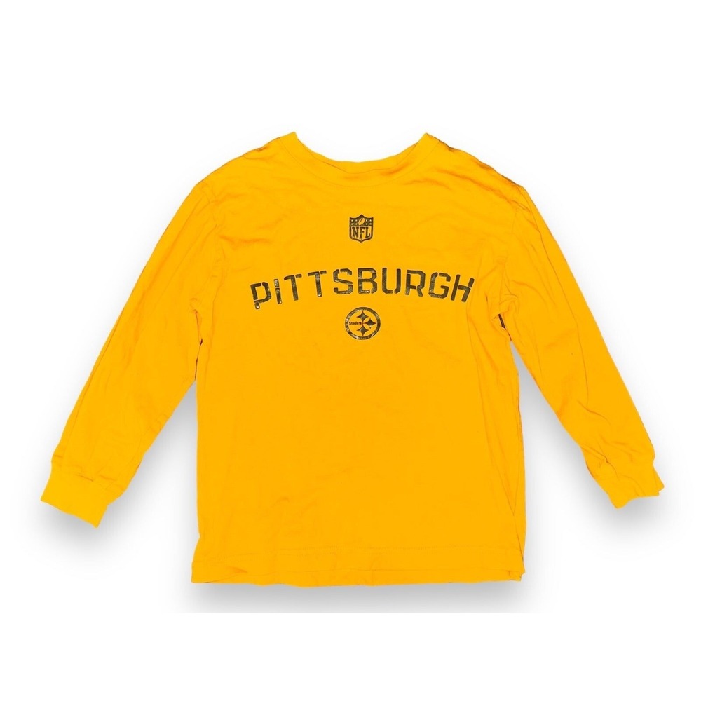 Pittsburgh Steelers Long Sleeve Short Top Yellow Kids Small 8 N1